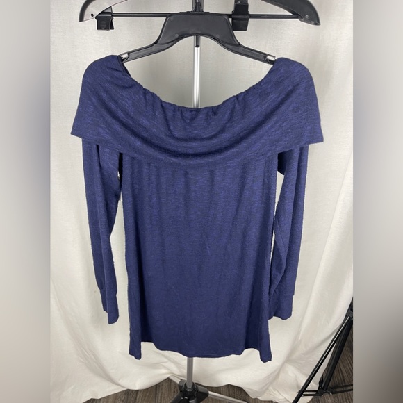 Go Couture Navy Foldover Off-the-Shoulder Tunic Sweater Size Large NWT - Picture 11 of 11